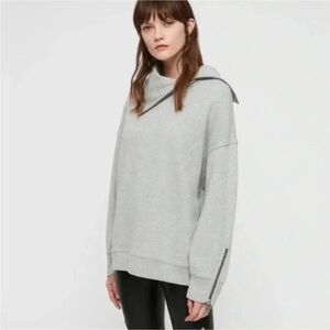 All Saints Bella Gray Sweatshirt with Zipper Detail. Size small
